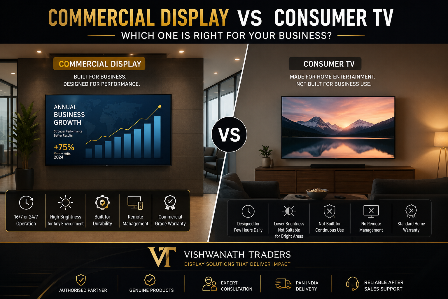 Commercial Display vs Consumer TV: Which One is Right for Your Business?